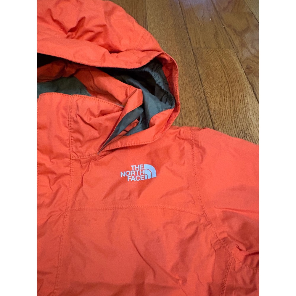 The North Face Kids HyVent Orange Hooded Rain Jacket Waterproof Shell Coat Small - Picture 7 of 9
